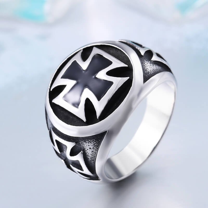 Crusader Iron Cross Stainless Steel Ring