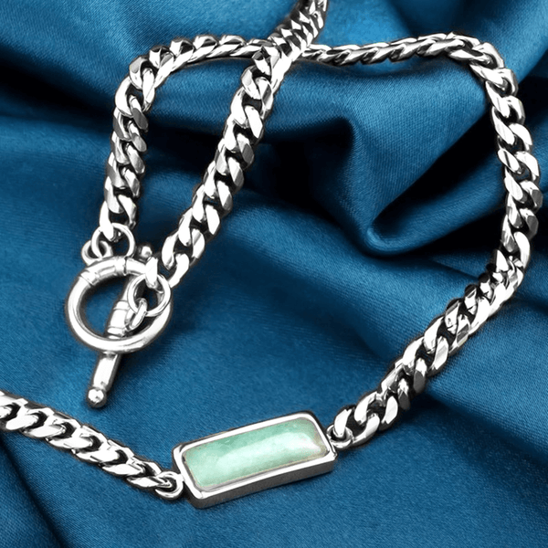 Cuban Link Aventurine Stainless Steel Necklace | Gthic.com