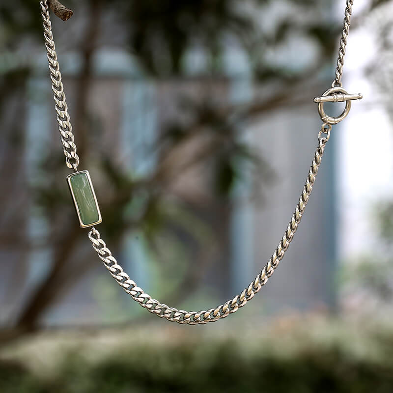Cuban Link Aventurine Stainless Steel Necklace | Gthic.com