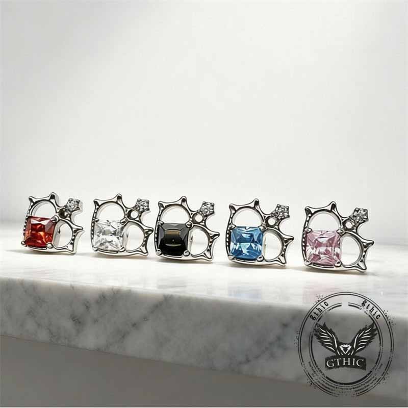 Cupid Heart Zircon G23 Titanium Piercing Stud Earrings | Gthic.com