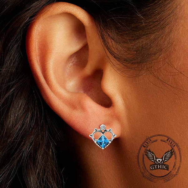 Cupid Heart Zircon G23 Titanium Piercing Stud Earrings | Gthic.com