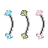Curved Barbell Double-headed Zircon Eyebrow Piercing