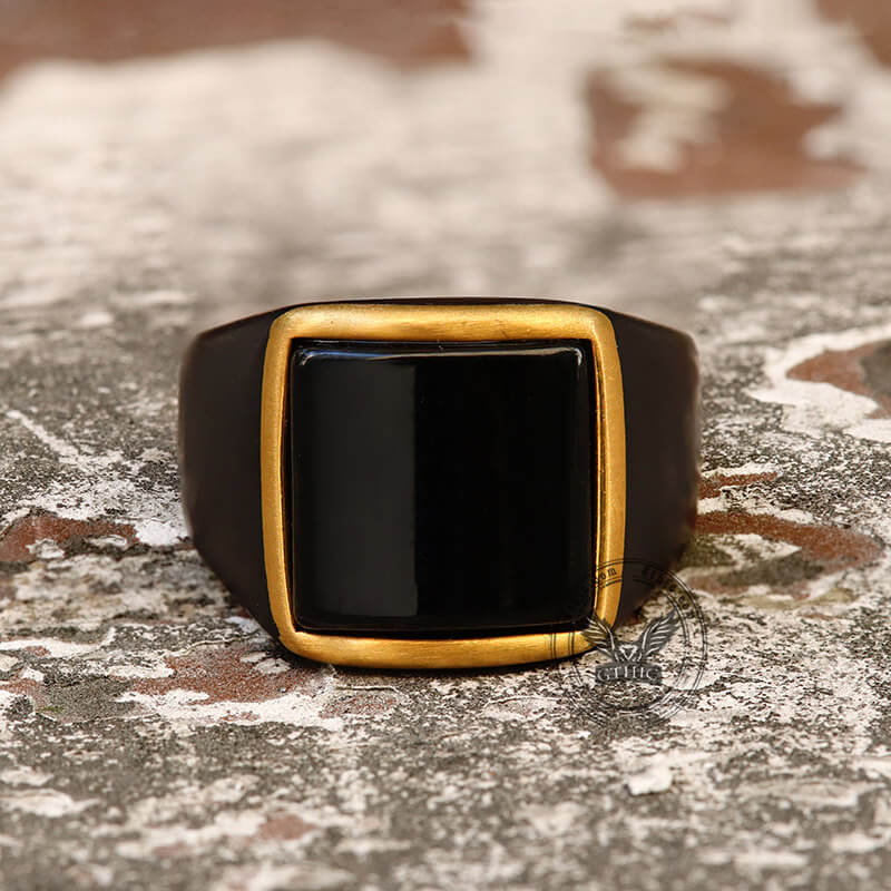 Curved Black Zircon Stainless Steel Minimalist Ring | Gthic.com