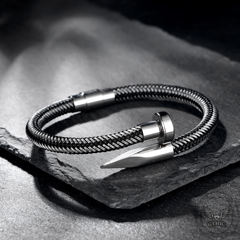 Curved Nail Simple Stainless Steel Bracelet | Gthic.com