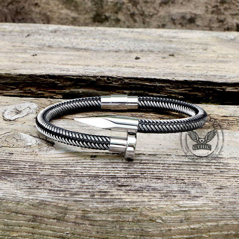 Curved Nail Simple Stainless Steel Bracelet | Gthic.com