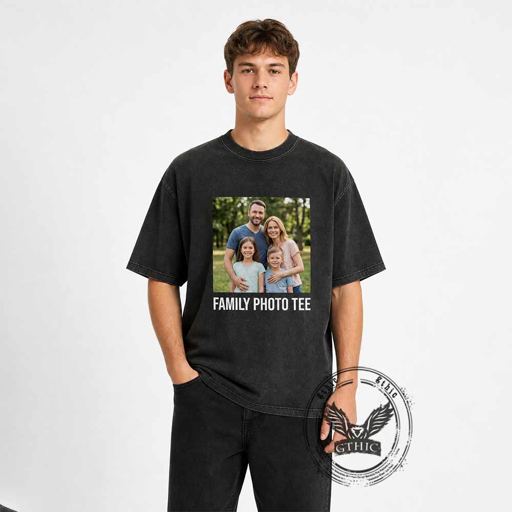 Custom DIY Photo Cotton Vintage Washed T-shirt | Gthic.com