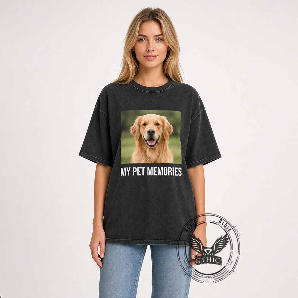 Custom DIY Photo Cotton Vintage Washed T-shirt | Gthic.com