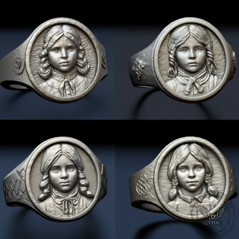 Custom Portrait Engraved Sterling Silver Ring | Gthic.com