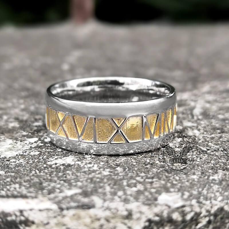 Custom Roman Numerals Sterling Silver Ring