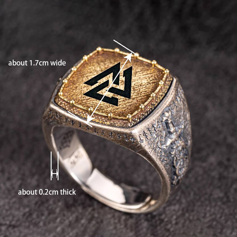 Custom Viking Symbols Sterling Silver Inlaid Brass Ring