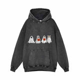 Сute Ghost Dog Pumpkin Head Vintage Washed Hoodie 01 | Gthic.com