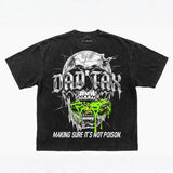 Cyber Skull Dad Tax Graphic Vintage Washed T-shirt