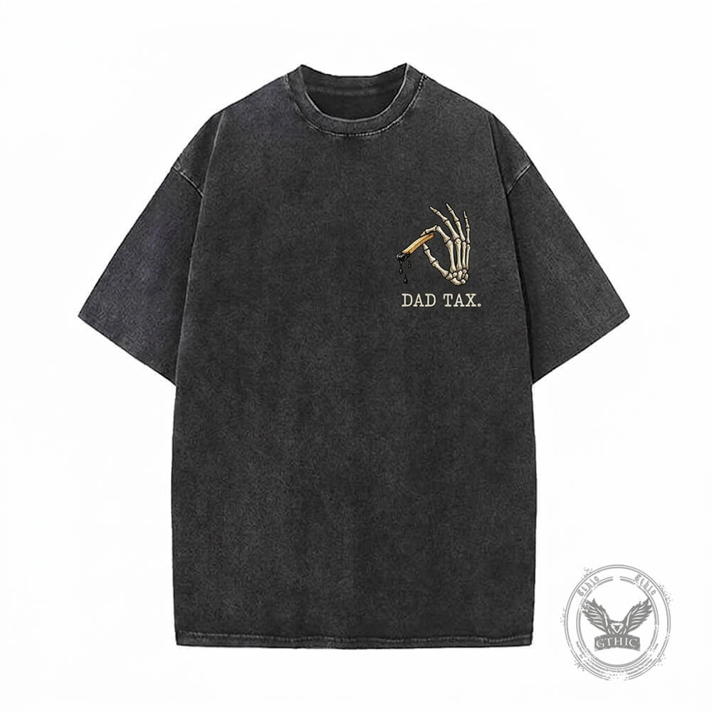 Dad Tax Food Inspector Gothic Skeleton Vintage Washed T-shirt | Gthic.com