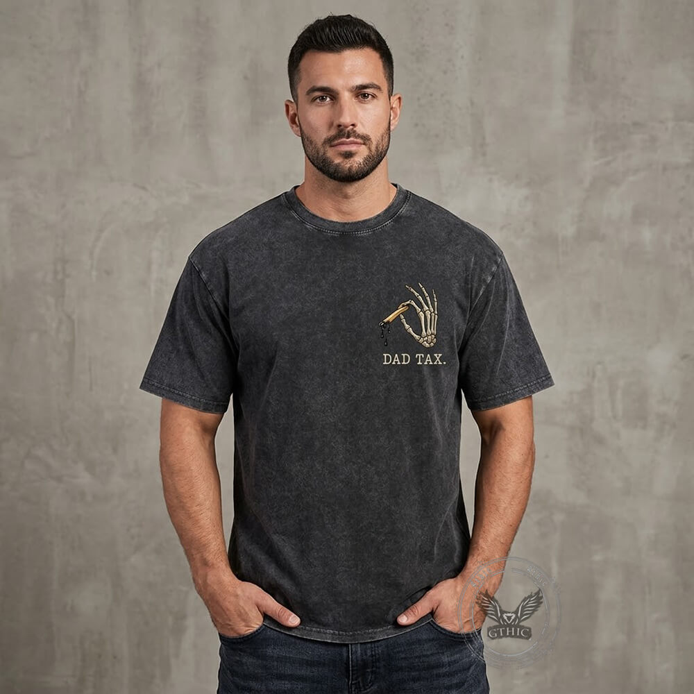 Dad Tax Food Inspector Gothic Skeleton Vintage Washed T-shirt | Gthic.com