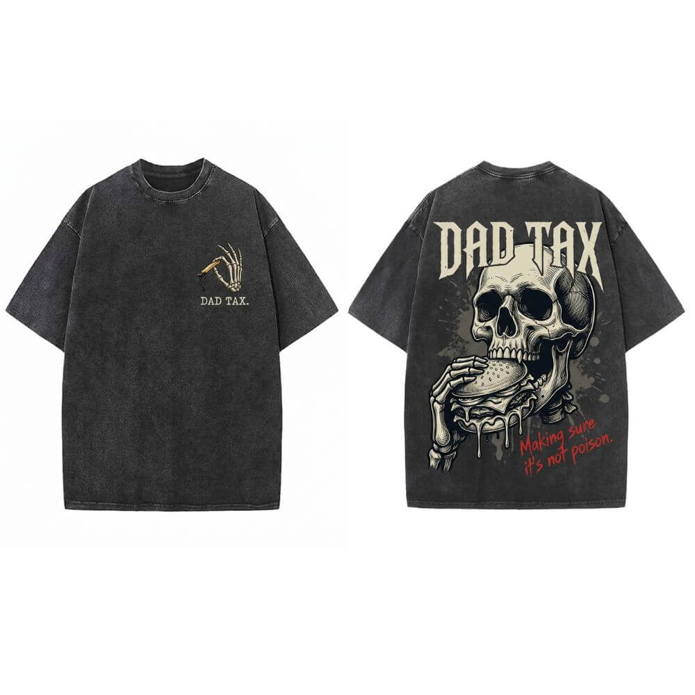Dad Tax Food Inspector Gothic Skeleton Vintage Washed T-shirt | Gthic.com