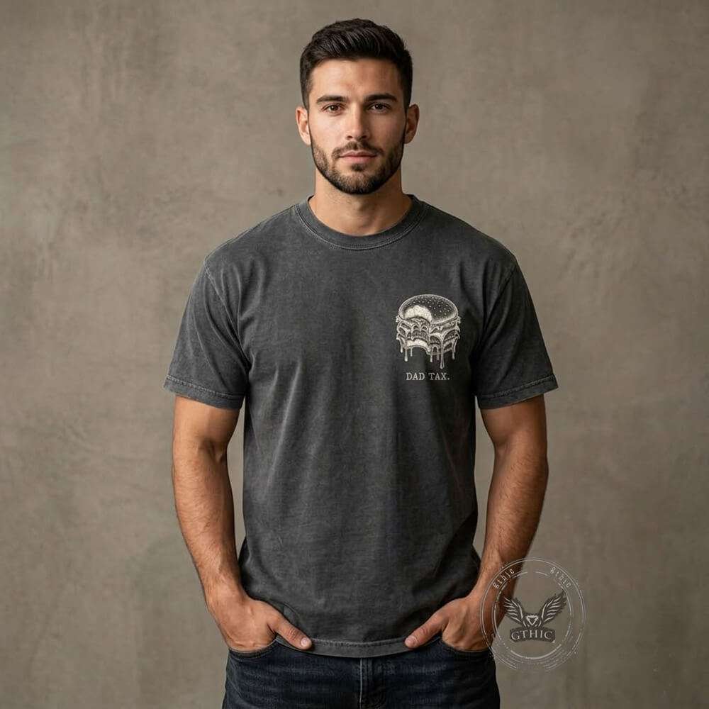 Dad Tax Skeleton Gourmet Graphic Vintage Washed T-shirt | Gthic.com