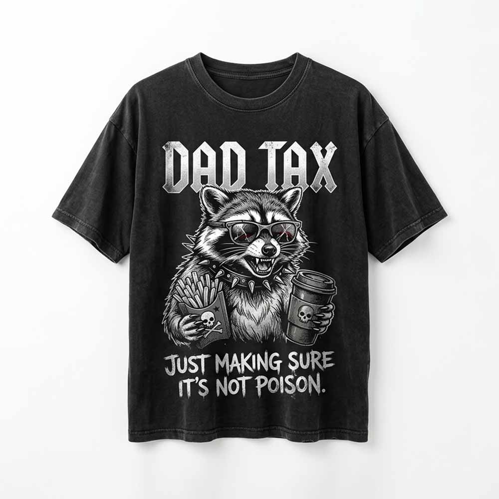 Dad Tax Unhinged Raccoon Vintage Washed T-shirt | Gthic.com