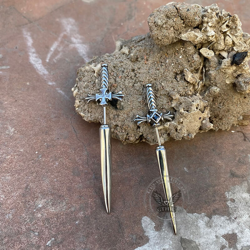 Dagger Sword Stainless Steel Stud Earrings | Gthic.com