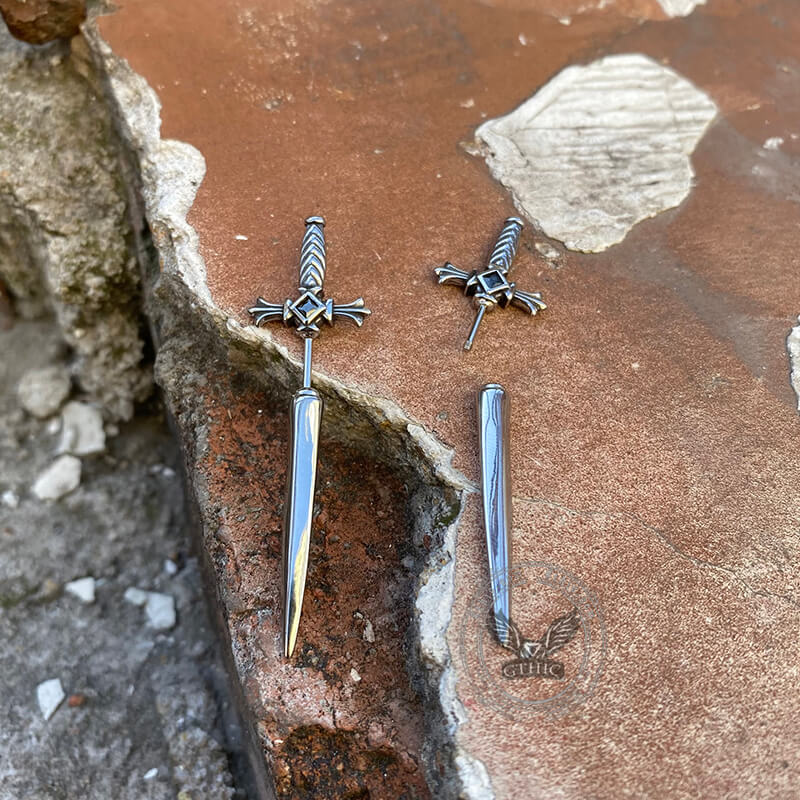 Dagger Sword Stainless Steel Stud Earrings | Gthic.com