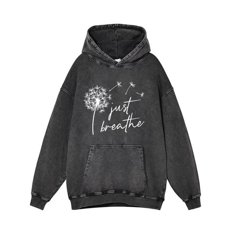 Dandelion Just Breathe Vintage Vintage Washed Hoodie