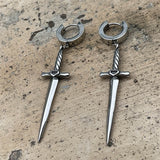 Dangle Sword Stainless Steel Hoop Earrings | Gthic.com