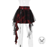 Dark-Style Black Plaid Polka Dot Mesh Irregular Tulle Skirt