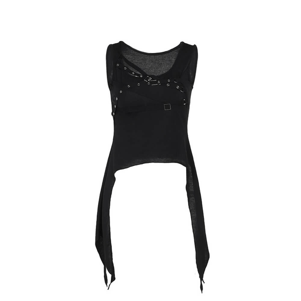 Dark-Style Irregular Gothic Fitted Vest Top