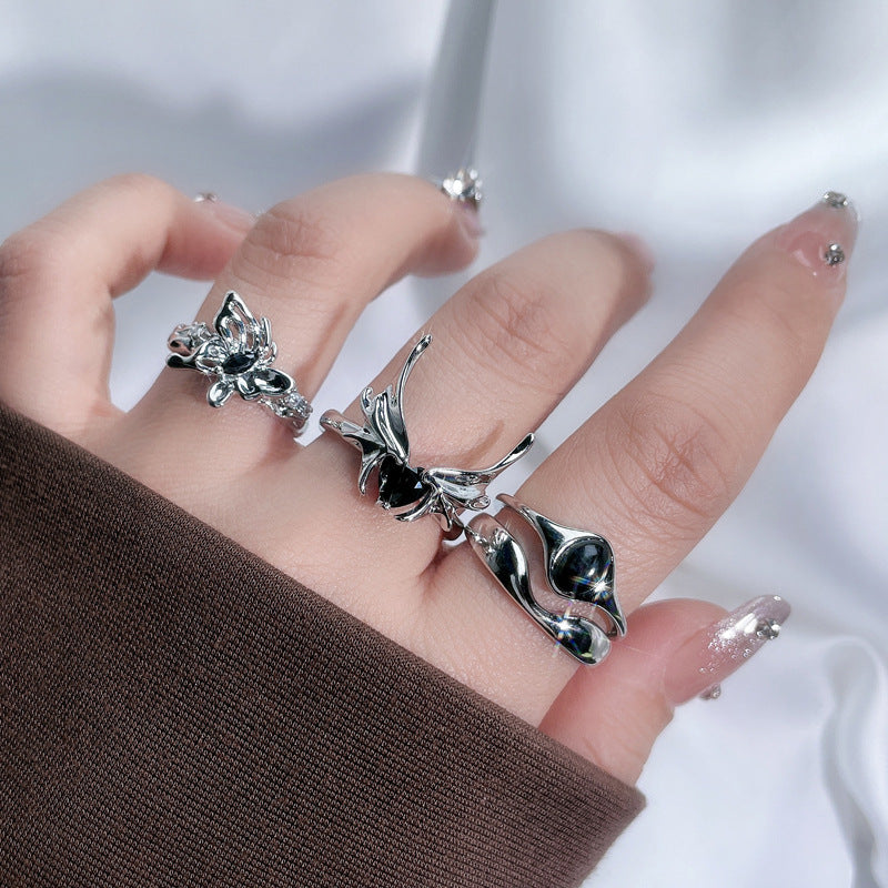 Dark Bat Alloy Gothic Adjustable Ring