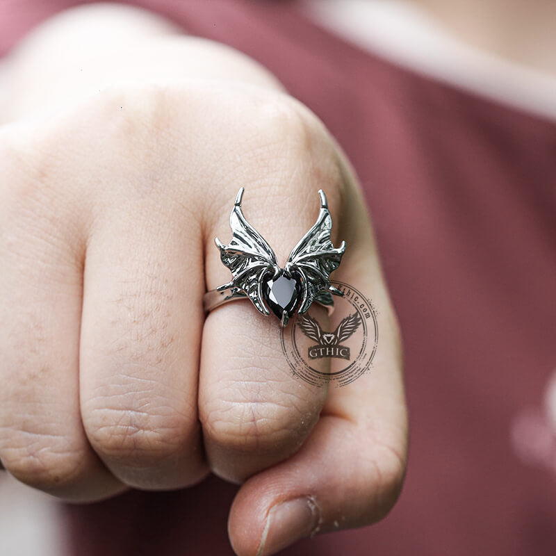 Anillo ajustable gótico de aleación de murciélago oscuro