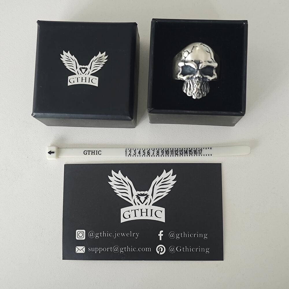 Anello teschio in argento sterling crepa scura