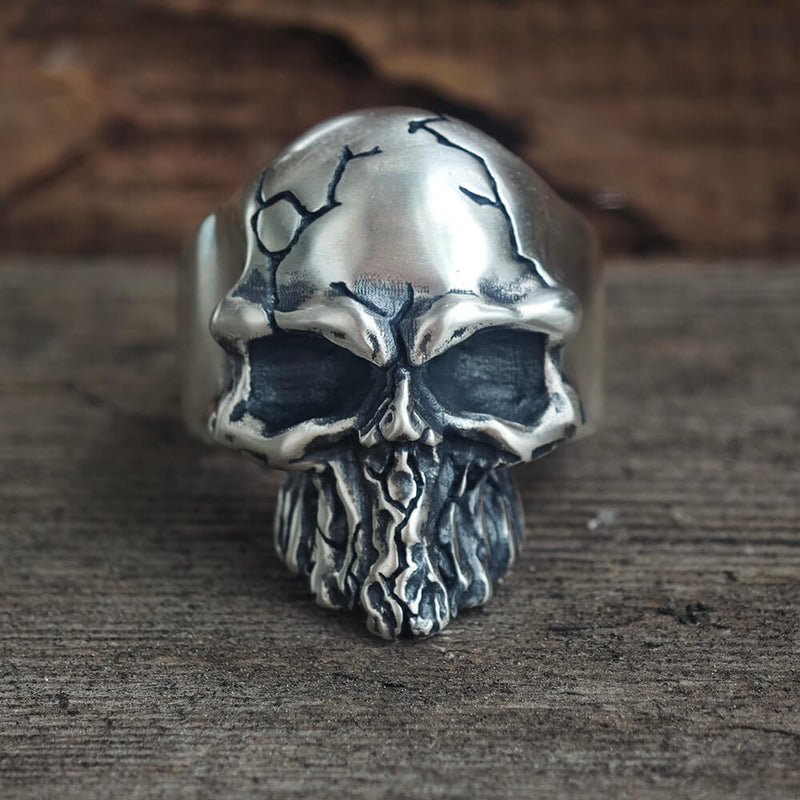 Dark Crack Sterling Silver Skull Ring – GTHIC