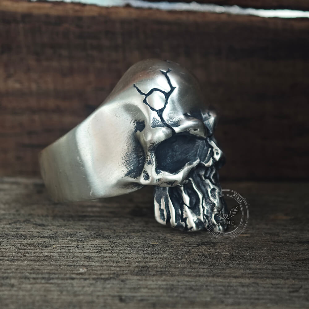 Anello teschio in argento sterling crepa scura