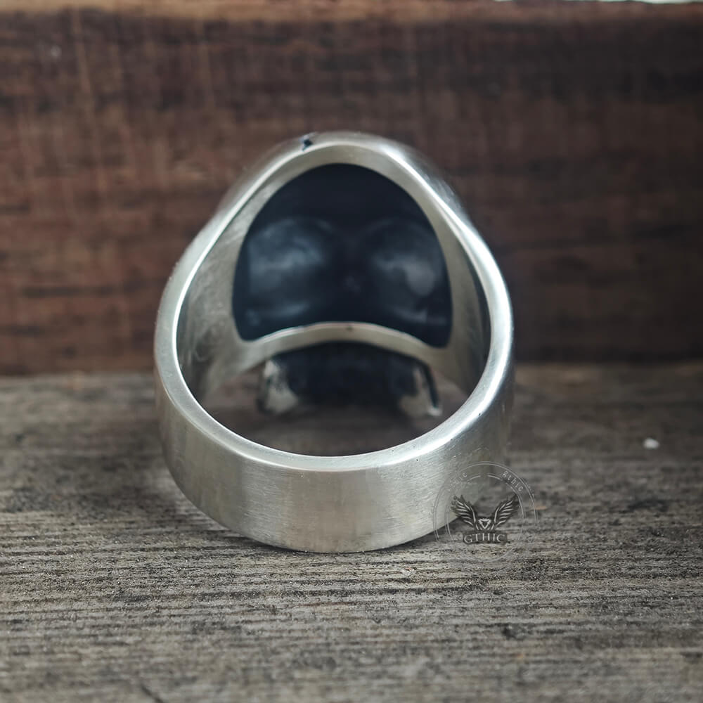 Anello teschio in argento sterling crepa scura