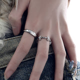 Dark Cross Star Moon Copper Alloy Open Zircon Ring 03 | Gthic.com