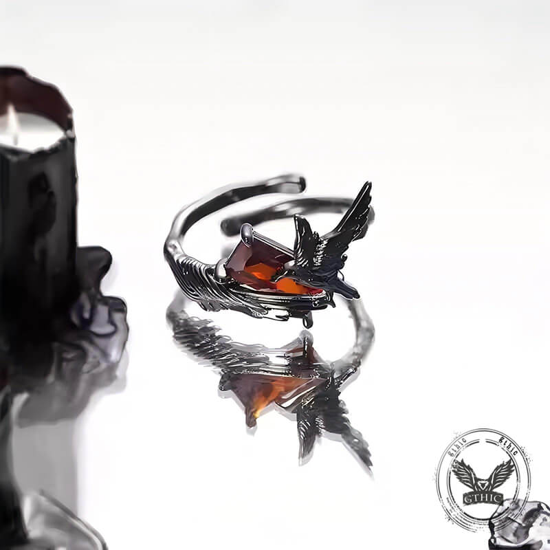 Dark Crow Sweet Cool Style Copper CZ Open Ring |Gthic.com