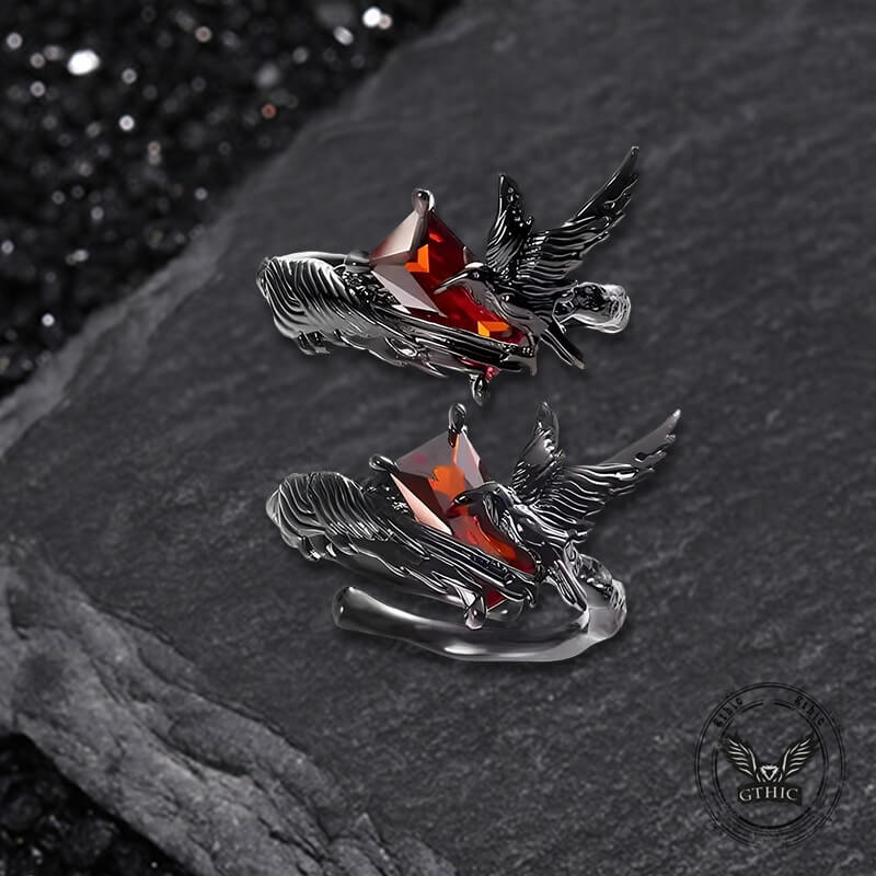 Dark Crow Sweet Cool Style Copper CZ Open Ring |Gthic.com