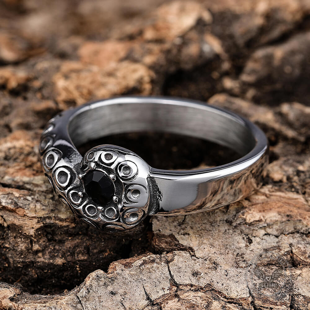 Dark Gem Octopus Tentacle Vintage Stainless Steel Ring