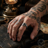 Dark Gem Octopus Tentacle Vintage Stainless Steel Ring | Gthic.com