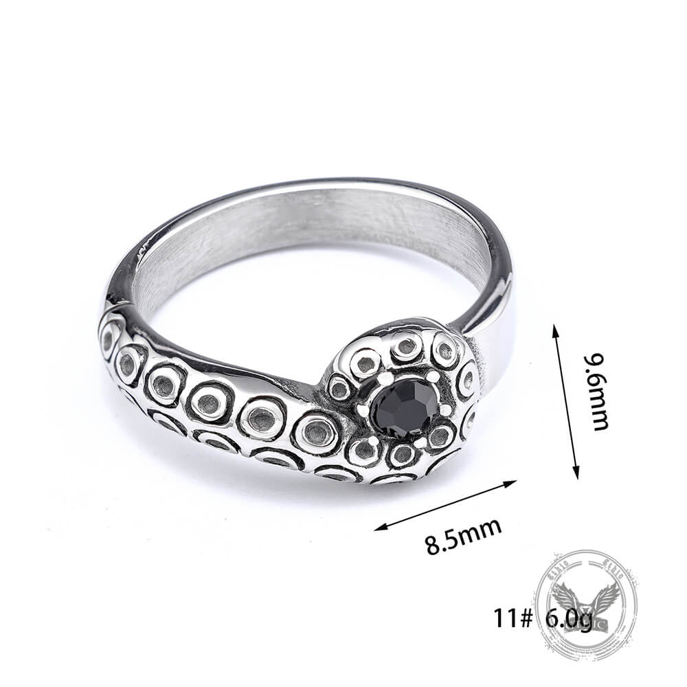 Dark Gem Octopus Tentacle Vintage Stainless Steel Ring