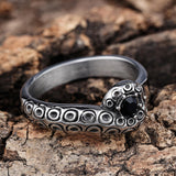Dark Gem Octopus Tentacle Vintage Stainless Steel Ring | Gthic.com