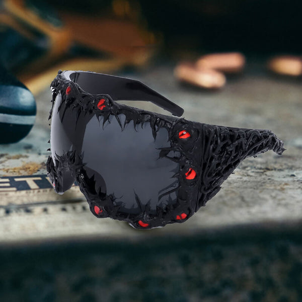 Dark Gothic Black Python Drip Glue Square PC Sunglasses – GTHIC