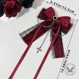 Dark Gothic Cross Chain Lace Bow Hair Clips