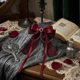 Dark Gothic Cross Chain Lace Bow Hair Clips