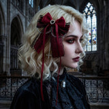 Dark Gothic Cross Chain Lace Bow Hair Clips | Gthic.com