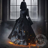 Dark Gothic Hooded Dress Witch Halloween Costume 02 | Gthic.com