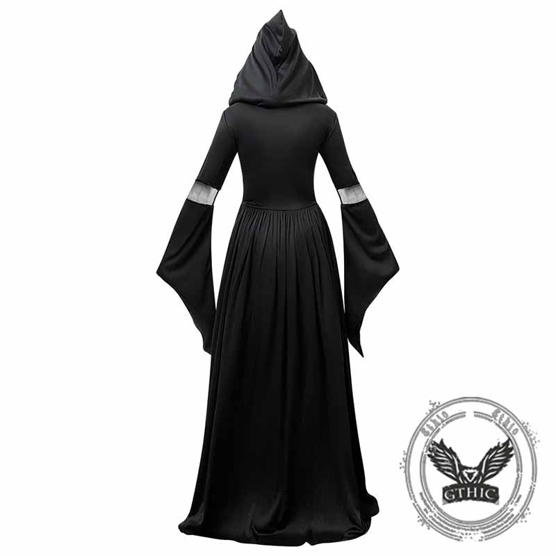 Dark Gothic Hooded Dress Witch Halloween Costume