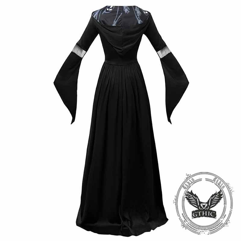 Dark Gothic Hooded Dress Black Witch Halloween Costume GTHIC Dark Gothic Hooded Dress Black Witch Halloween Costume GTHIC