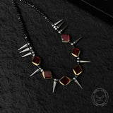 Dark Gothic Studded Gem Stainless Steel Clavicle Necklace