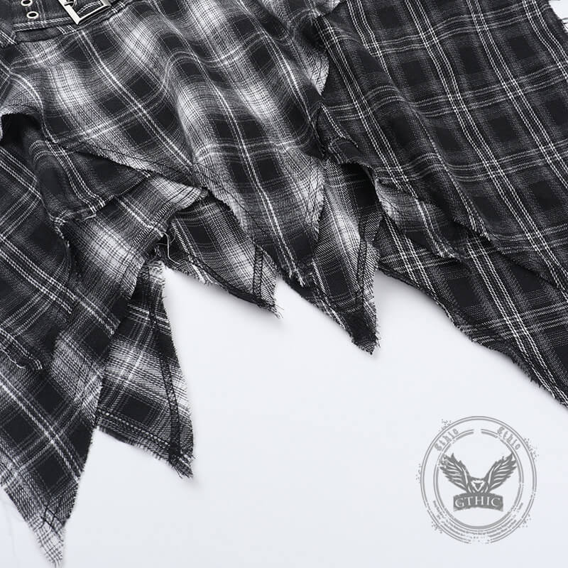 Dark Gothic Style Irregular Black Plaid Skirt | Gthic.com