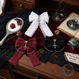 Dark Heart Cross Lace Bow Ribbon Gothic Hair Clips | Gthic.com